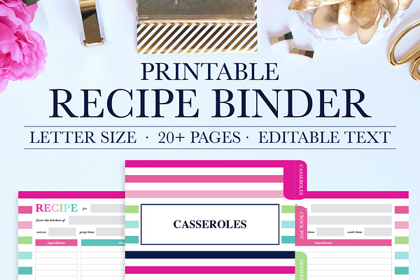 Printable Recipe Binder Kit