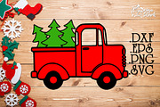 Christmas Tree Truck Side SVG