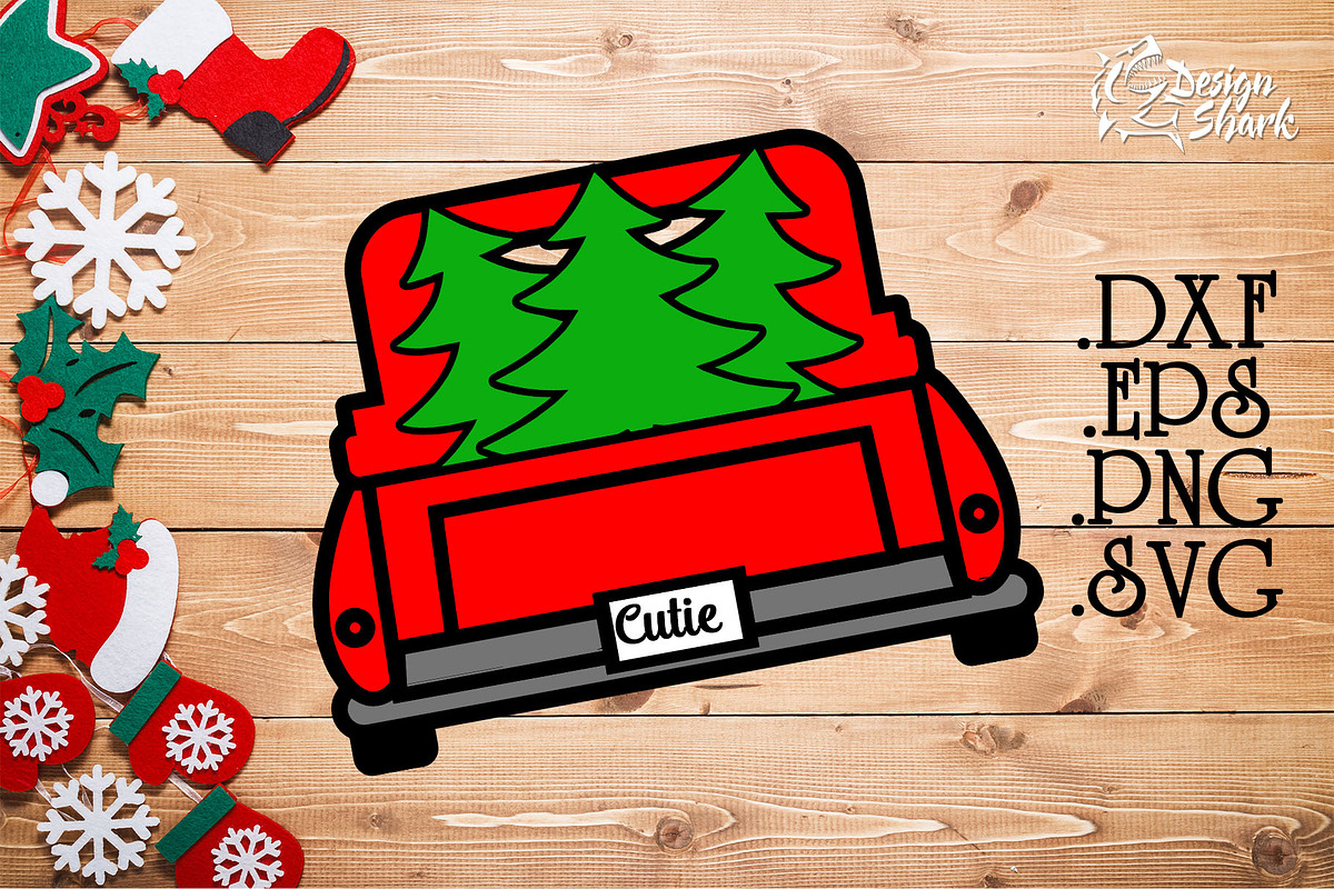 Christmas Tree Truck SVG in Illustrations - product preview 8
