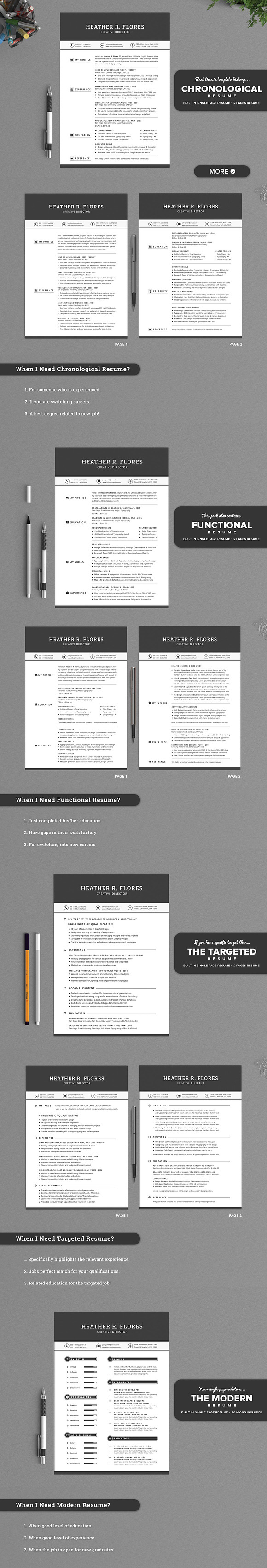 All in One Timeless Resume CV Pack in Letter Templates - product preview 3