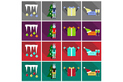 Flat Line Holiday Christmas Icons Set. Vector Set of 42 New Year Holiday Modern Line Icons for Web and Mobile. Winter Season Icons Collection