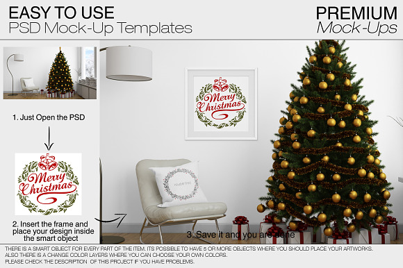 Christmas Pillow & Frames Pack in Product Mockups - product preview 17
