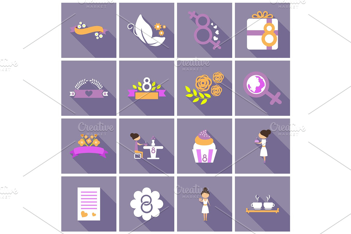 vector illustration set of badges labels on the topic 8 March International Women's Day in Illustrations - product preview 8