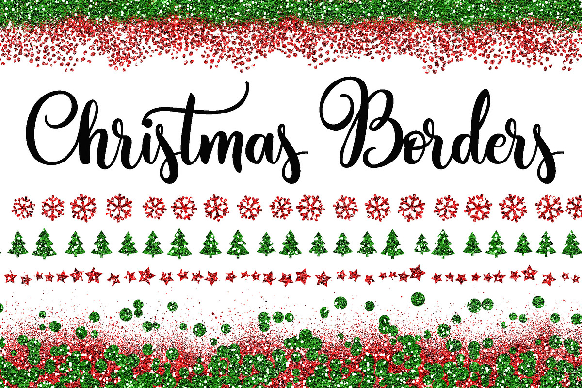 Christmas Glitter Border Overlays in Illustrations - product preview 8