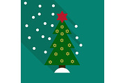 vector illustration of decorated Christmas tree with star
