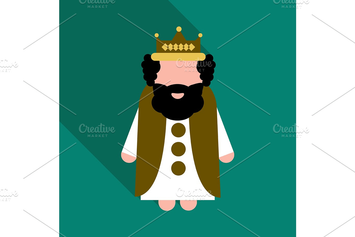king wearing crown and mantle, cartoon vector illustration isolated in white background. king tall and fat old white skinned, kind and happy in Illustrations - product preview 8