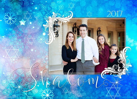 Hanukkah/Shalom  Photo Card 17-10 in Card Templates - product preview 1
