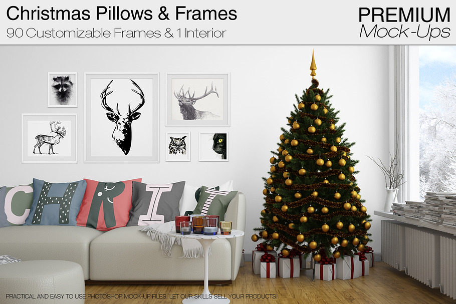Christmas Pillows & Frames Pack in Product Mockups - product preview 8