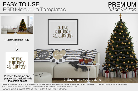 Christmas Pillows & Frames Pack in Product Mockups - product preview 12