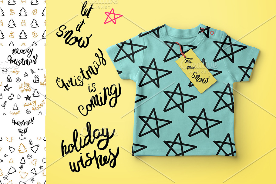 Christmas lettering and patterns set in Illustrations - product preview 8