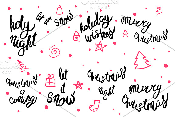Christmas lettering and patterns set in Illustrations - product preview 1