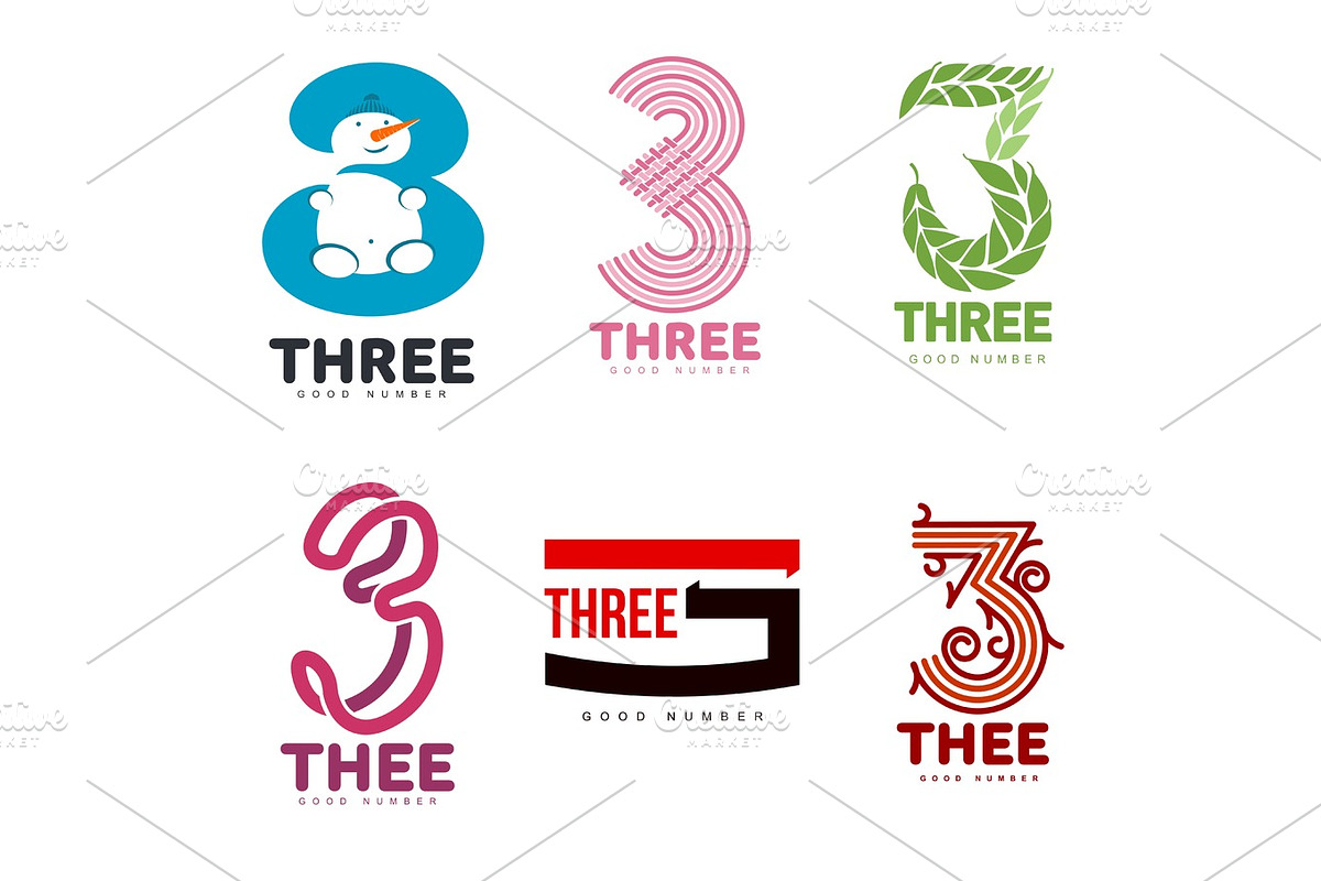 numeric logo three in Illustrations - product preview 8