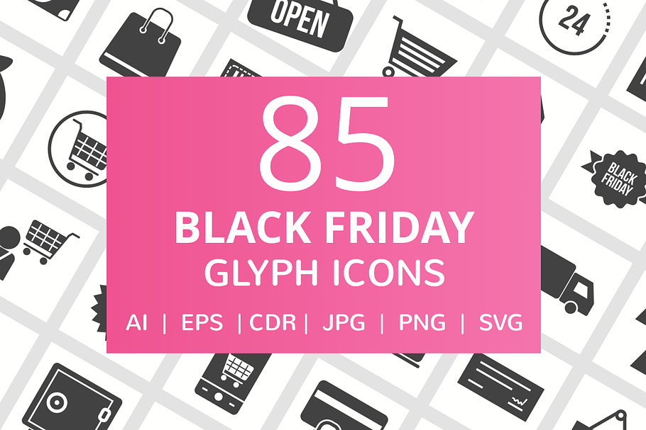 85 Black Friday Glyph Icons