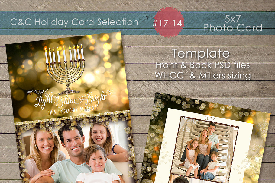 Hanukkah Photo Card-17-14 in Card Templates - product preview 8