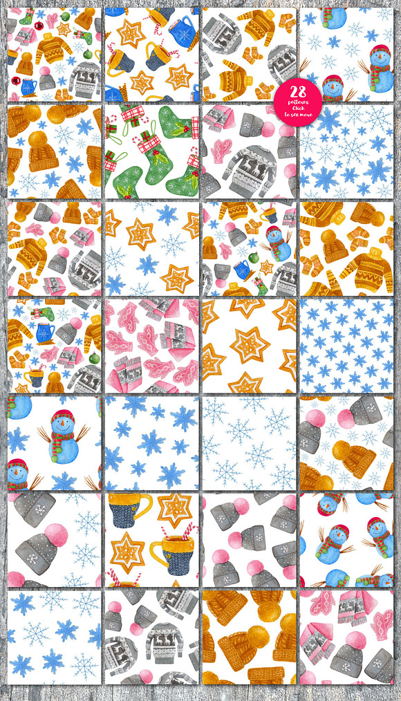 Watercolor Winter Animals + patterns in Illustrations - product preview 14