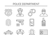 Police Department Linear Icons Set