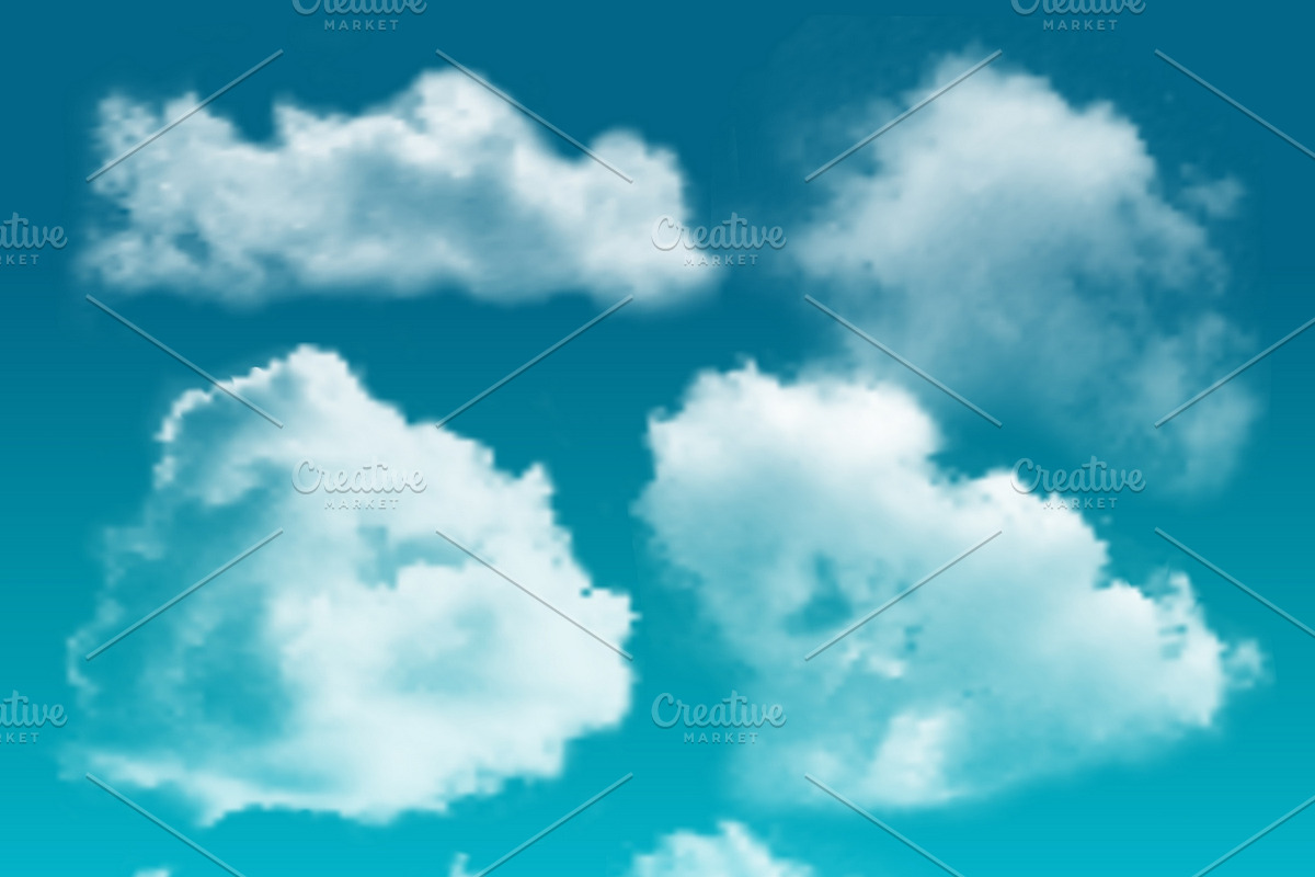 Clouds Realistic Icon Set in Graphics - product preview 8