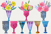 Flower Wine watercolor design set