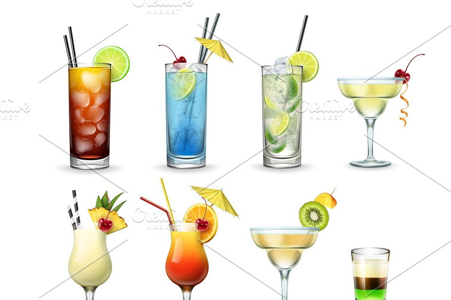Set of popular cocktails