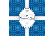 Invitation card with blue geometric pattern