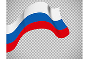Russian flag on transparent background