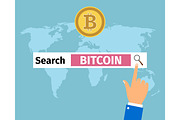 Businessman hand search bitcoin in internet