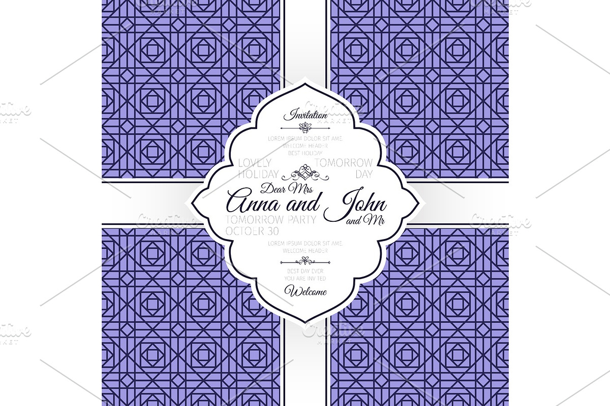 Card with vintage purple geometric pattern in Illustrations - product preview 8