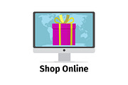 Shop online concept with pink present