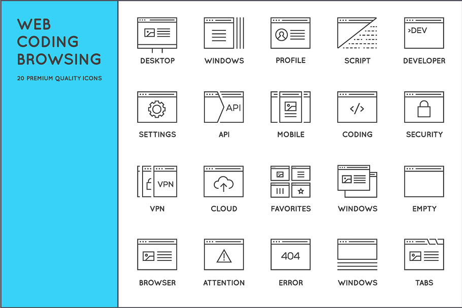 Awesome Web Coding Browsing Icons in Graphics - product preview 8