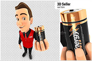 3D Seller Holding Battery