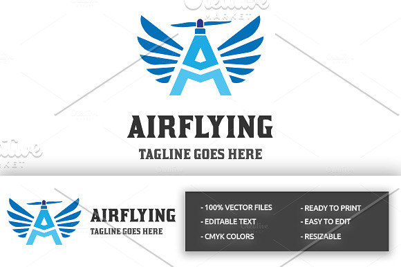 Air Flying (Letter A) Logo in Logo Templates - product preview 2