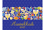 Jewish Holiday Hanukkah banners set. Vector illustration