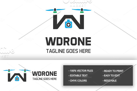 WDrone Letter W Logo in Logo Templates - product preview 2