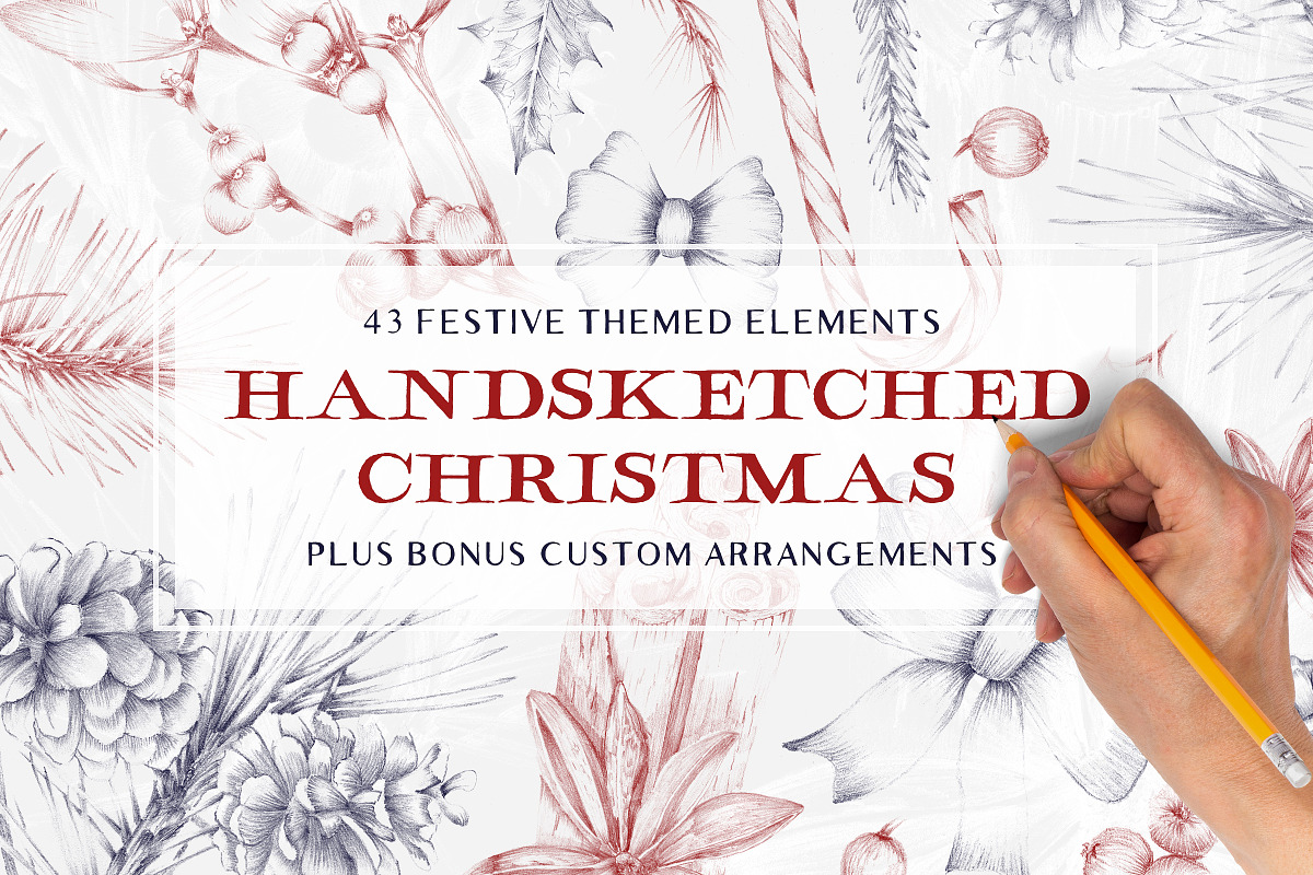 Handmade Christmas Design Elements in Illustrations - product preview 8