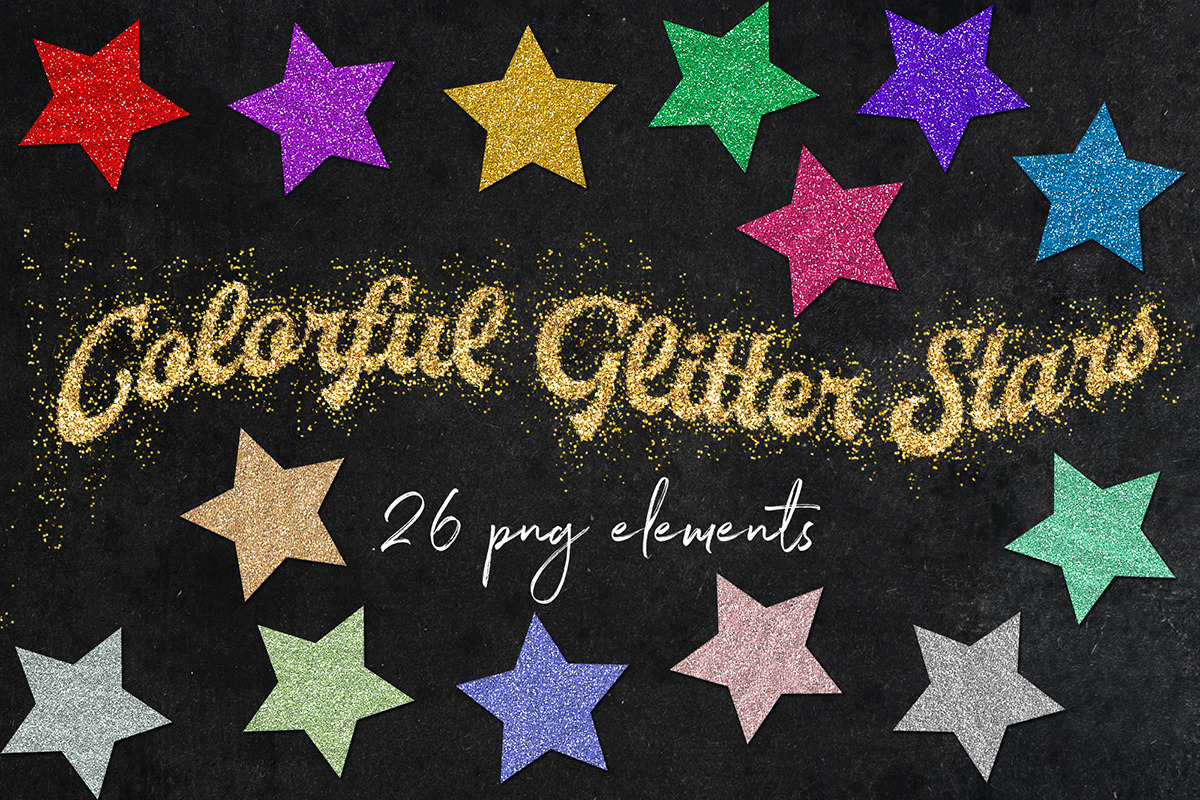 Glitter Stars Clipart in Graphics - product preview 8