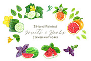 Hand Painted Fruits and Herbs