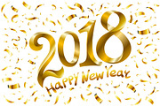 2018 Happy New Year gold confetti