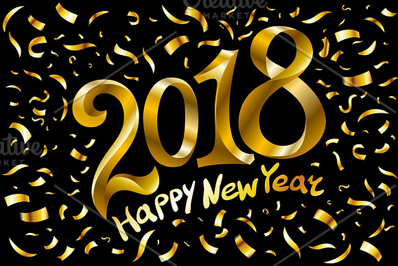 2018 Happy New Year gold confetti in Graphics - product preview 1