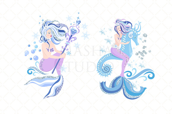 ICE QUEEN MERMAIDS clipart in Illustrations - product preview 1