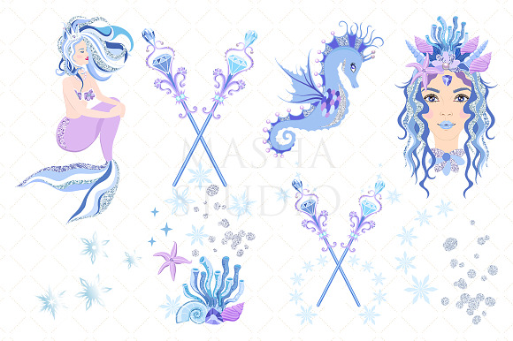 ICE QUEEN MERMAIDS clipart in Illustrations - product preview 4