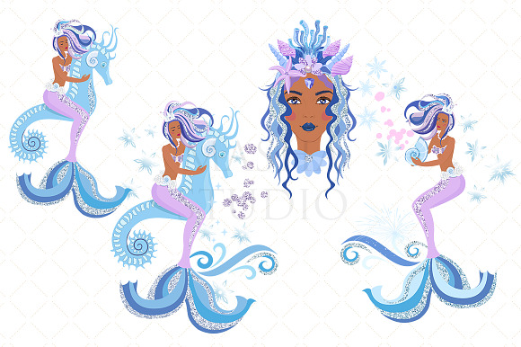 ICE QUEEN MERMAIDS clipart in Illustrations - product preview 6
