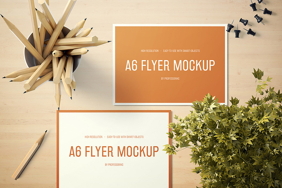 Download A6 Landscape Flyer Mockup | Creative Print Mockups ~ Creative Market