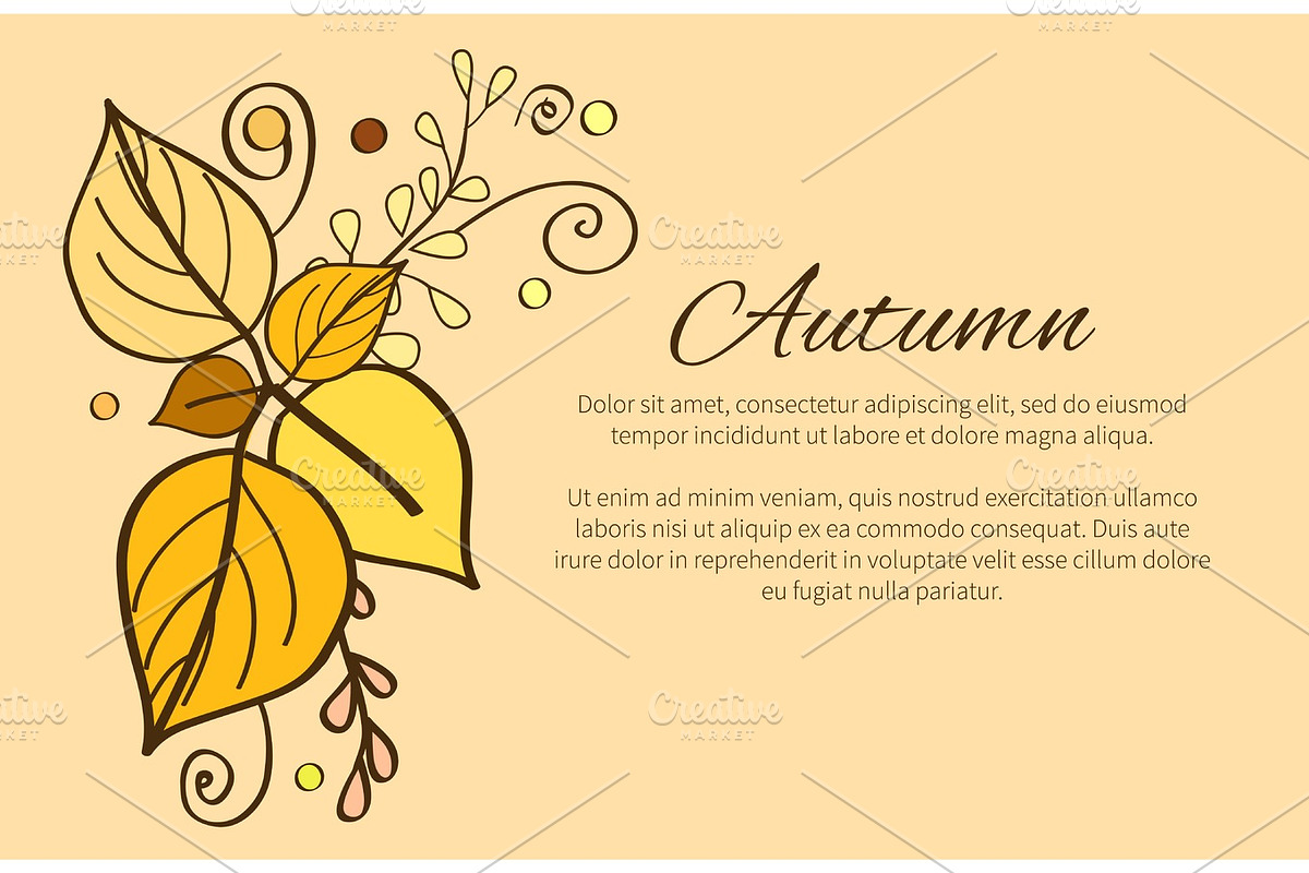 Autumn Poster with Yellow and Orange Leaves, Decor in Illustrations - product preview 8