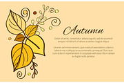 Autumn Poster with Yellow and Orange Leaves, Decor