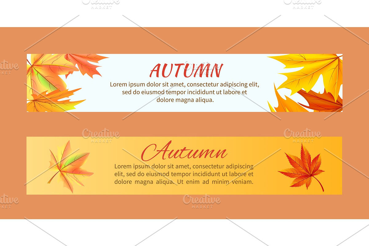 Autumn Banners set with Maple Foliage Vector in Illustrations - product preview 8