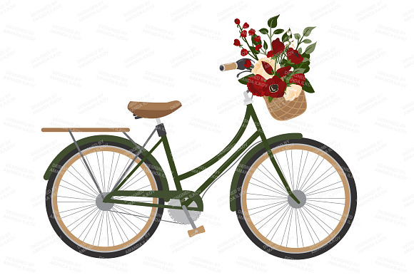 Floral Christmas Wedding Bicycle in Illustrations - product preview 2
