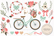 Mint & Coral Floral Bicycle + Extras
