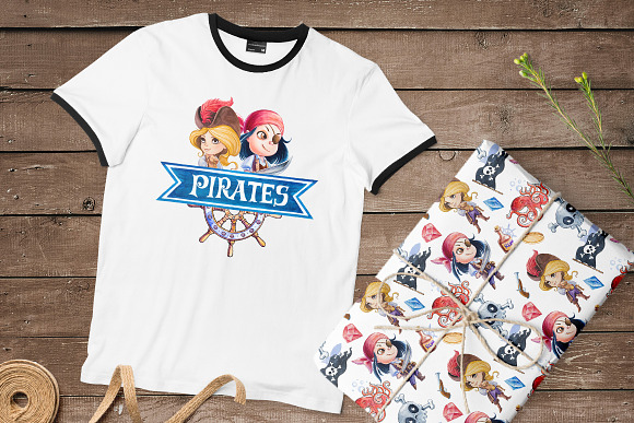 Pirates. Watercolor illustrations. in Illustrations - product preview 4