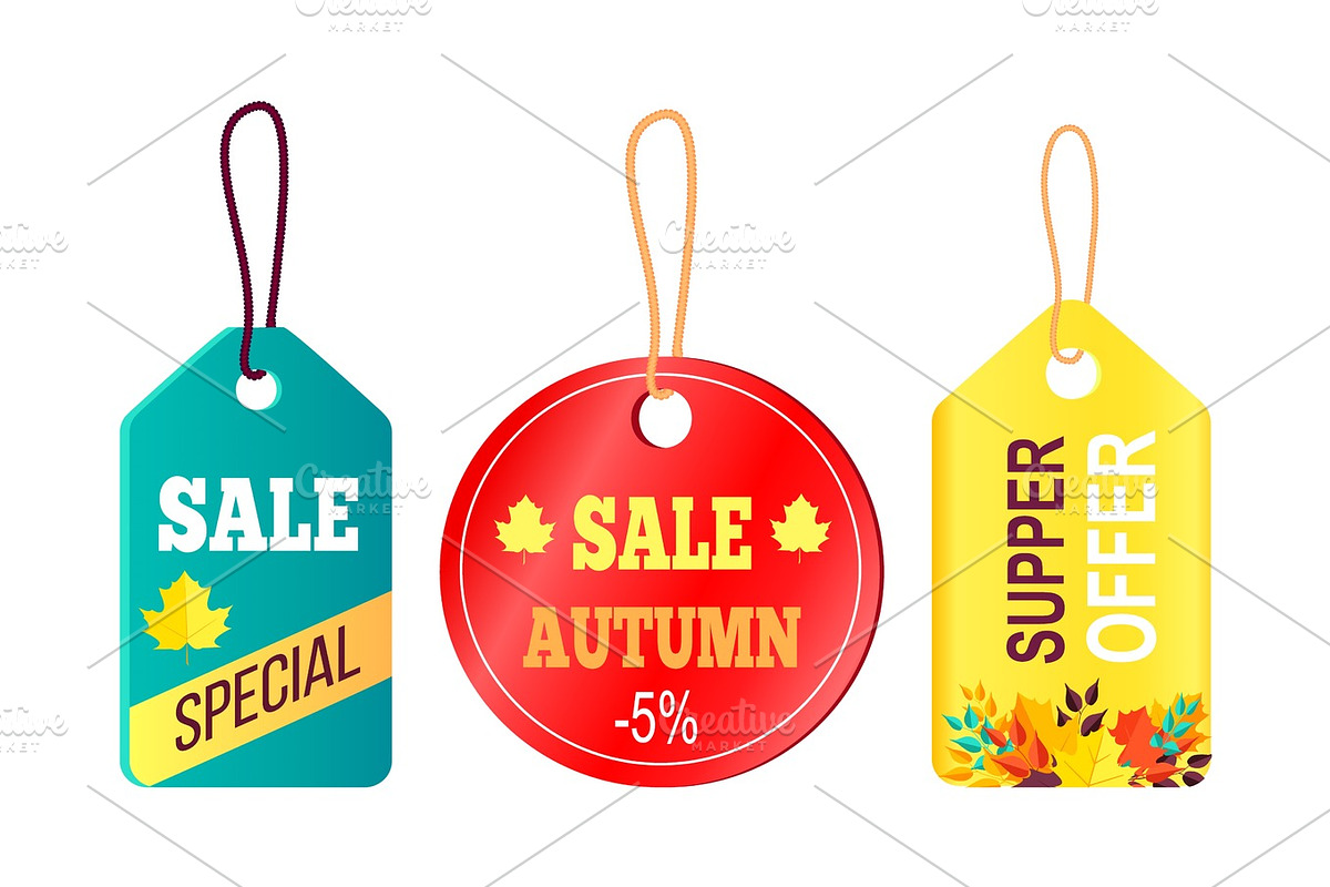 Sales Promotion in Fall Concept, Tags Hanging Text in Illustrations - product preview 8