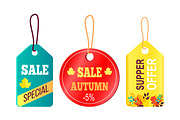 Sales Promotion in Fall Concept, Tags Hanging Text